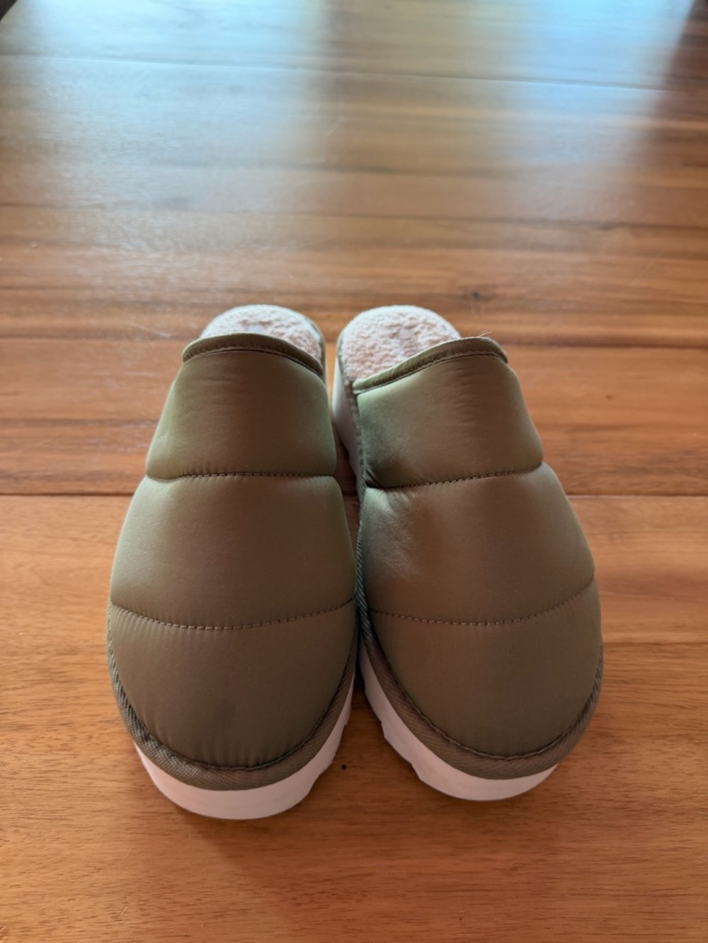 Anthropologie Olive Green Quilted Slip-On Mules